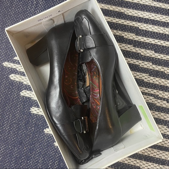 Etienne Aigner l 9M Madge Leather Buckle Classic Conservative Career Block Heels - Picture 13 of 15